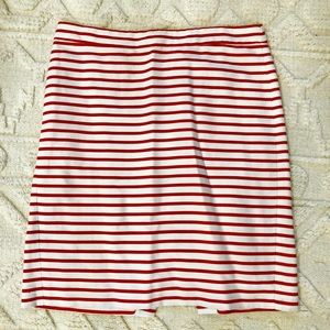 J. Crew Coral & White Stripe Pencil Skirt